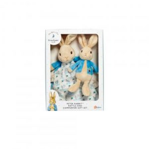 Peter Rabbit rattle and comforter gift set.