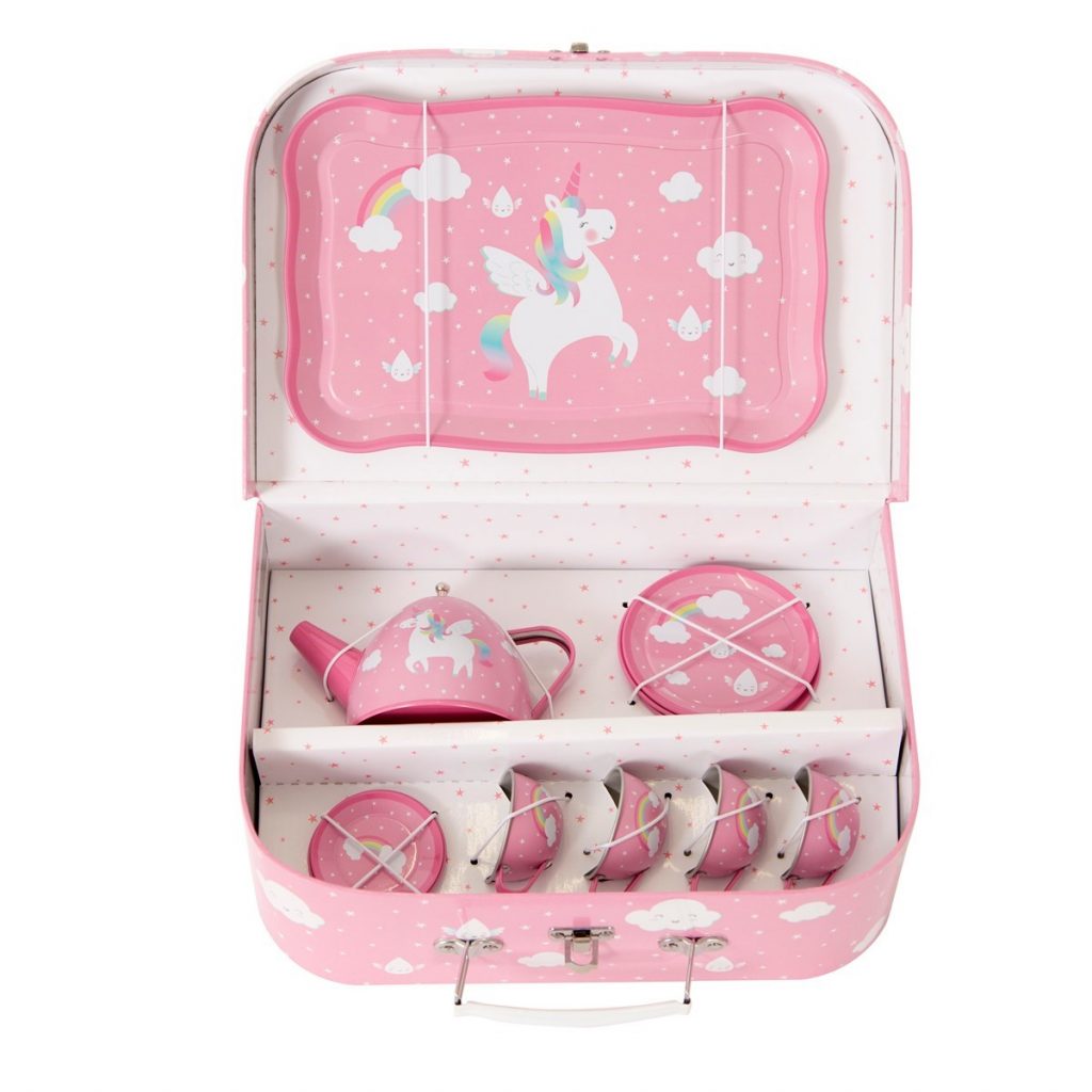 unicorn tin tea set