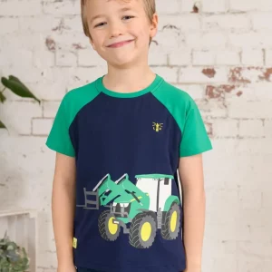 Green tractor T-shirt with front loader