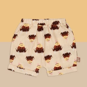 Highland cow Muslin shorts by Blade and Rose
